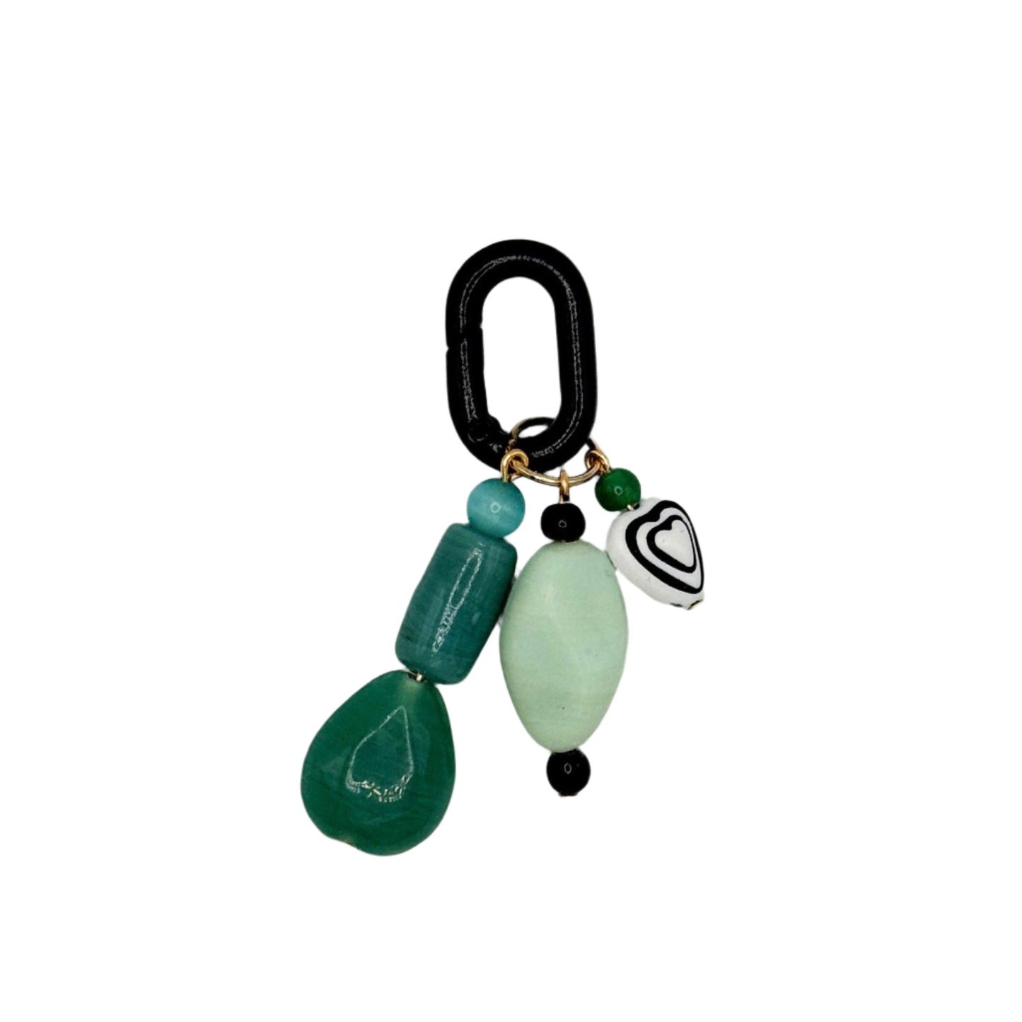 Jewelry with green and black beads on a white background