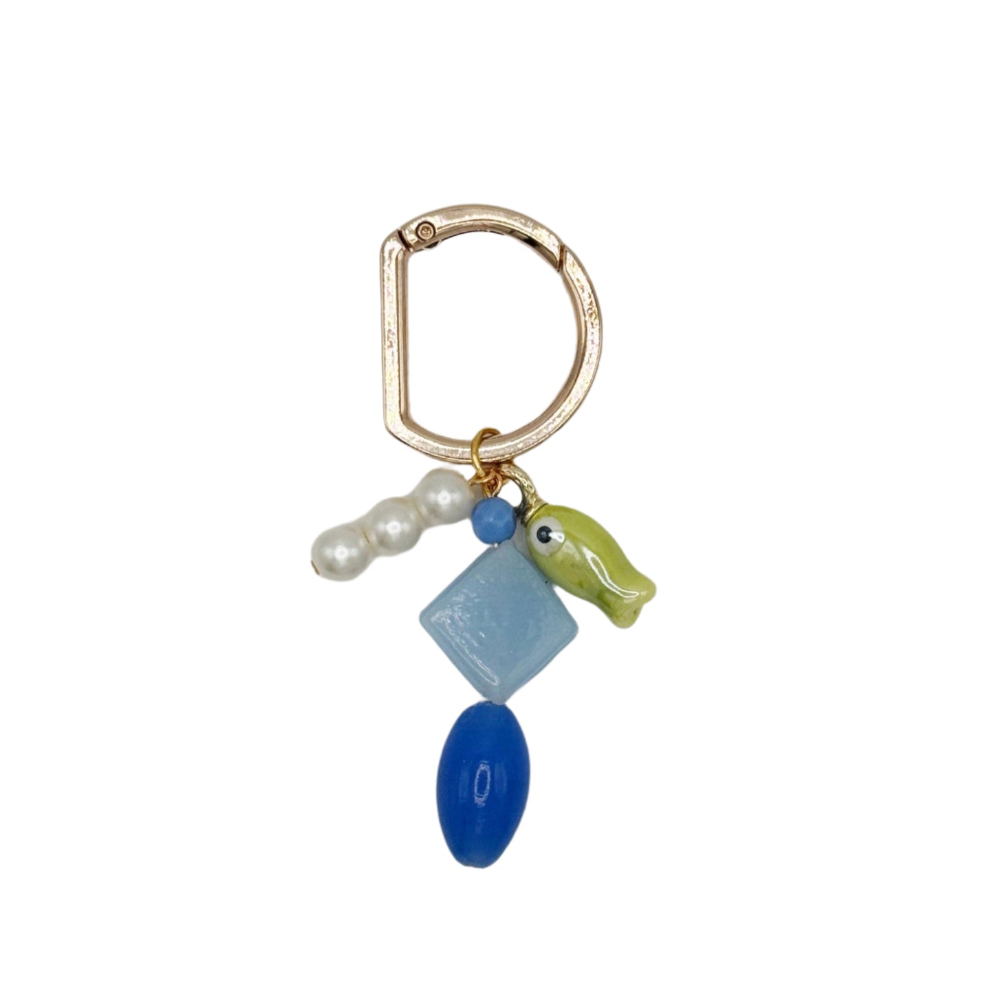 Keychain with colorful beads on a light gray background
